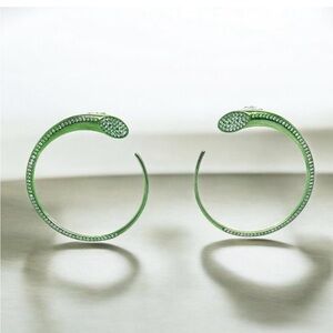 925 silver Green Hoop Earrings adorned with CZ gemstones.